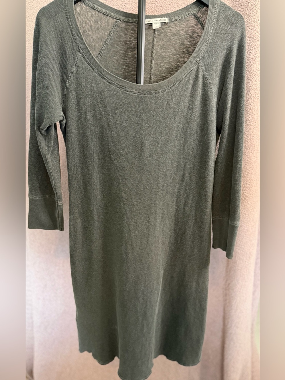 James Perse Olive Scoop-Neck Long Sleeve Knit Top